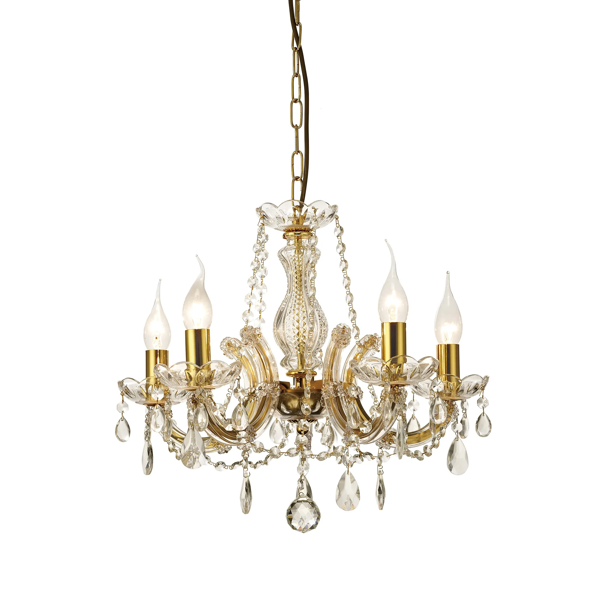 Gabrielle Glass Chandelier 5 Light (Glass Sconce) Polished Brass D0021  Deco Gabrielle